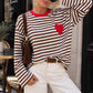 T-shirt manches longues marinière cœur brodé M/L