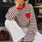 T-shirt manches longues marinière cœur brodé M/L