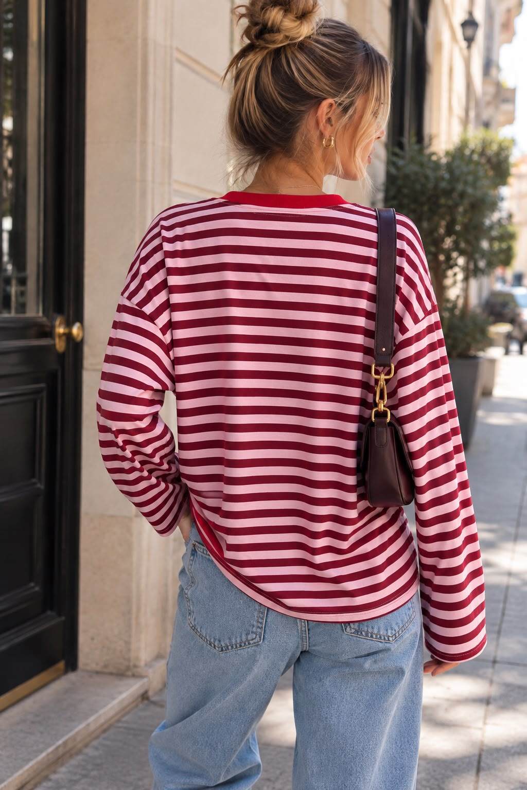 T-shirt manches longues marinière cœur brodé S/M