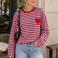 T-shirt manches longues marinière cœur brodé S/M