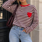 T-shirt manches longues marinière cœur brodé M/L