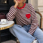 T-shirt manches longues marinière cœur brodé M/L