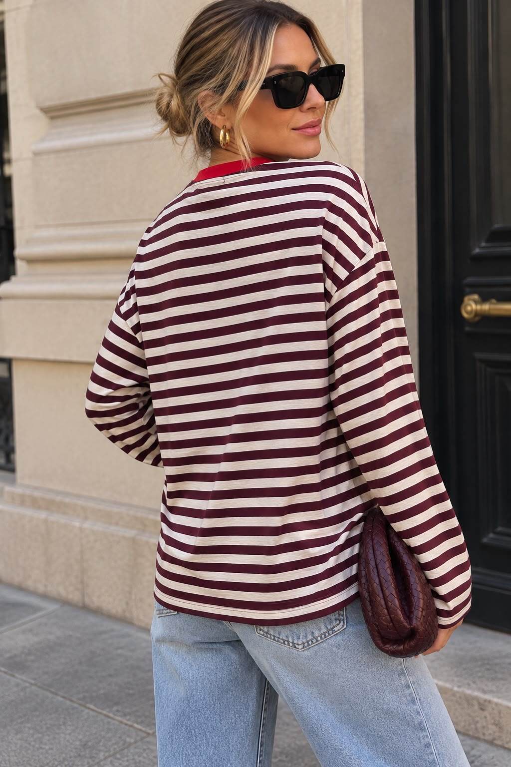 T-shirt manches longues marinière cœur brodé M/L