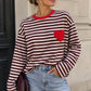 T-shirt manches longues marinière cœur brodé M/L