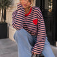 T-shirt manches longues marinière cœur brodé S/M