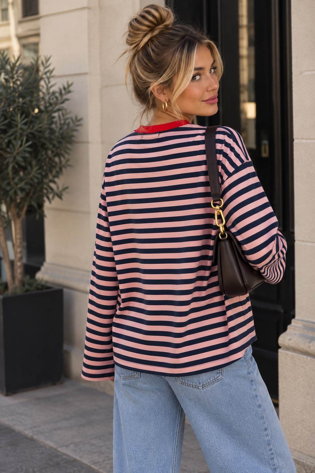 T-shirt manches longues marinière cœur brodé S/M