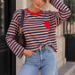 T-shirt manches longues marinière cœur brodé S/M