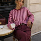 T-shirt Manches Longues Femme Oversize Rayé - Taille S/M