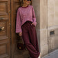 T-shirt Manches Longues Femme Oversize Rayé - Taille S/M