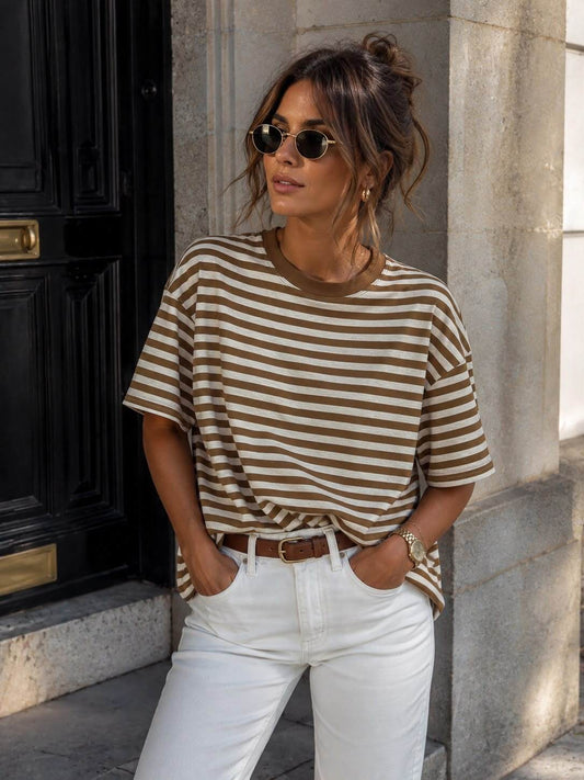 T-shirt Femme Oversize Rayé - Taille M/L