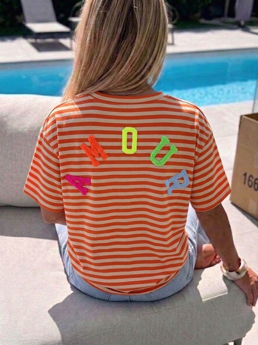 T-shirt rayures "Amour" en Coton