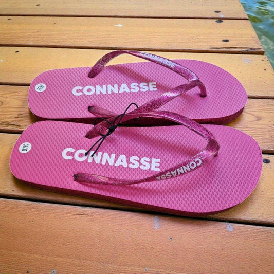 TONGS à paillettes à message "CONNASSE"