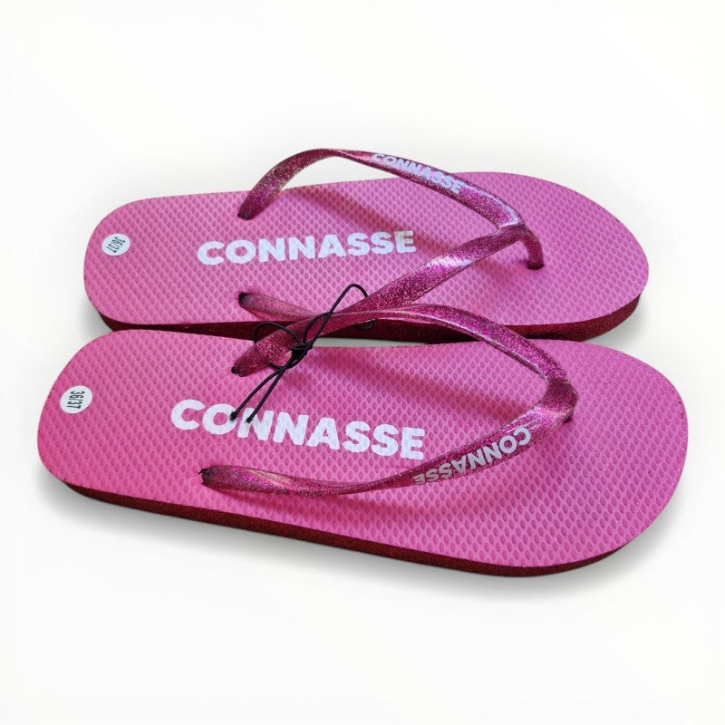 TONGS à paillettes à message "CONNASSE"