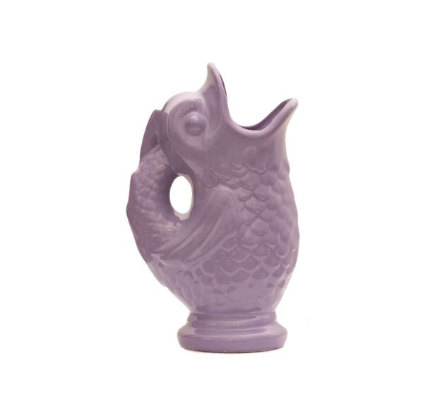 Vase / carafe poisson en céramique violet