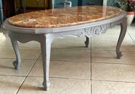 Table basse bois & marbre