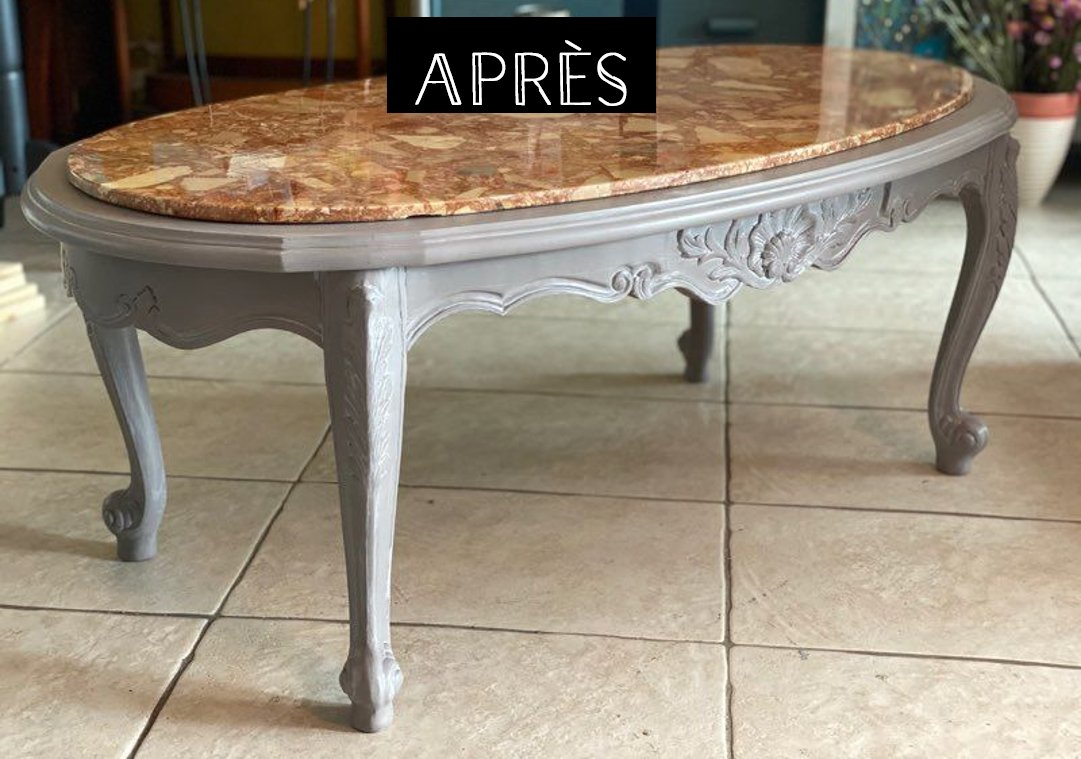 Table basse bois & marbre