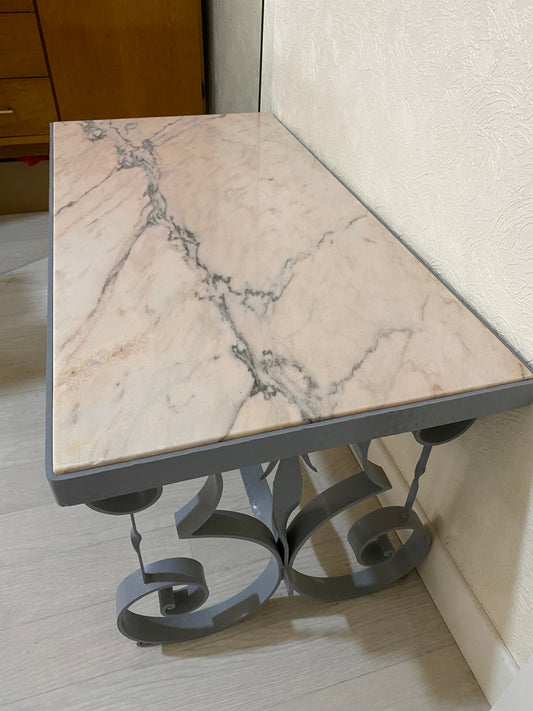 Table basse marbre & métal